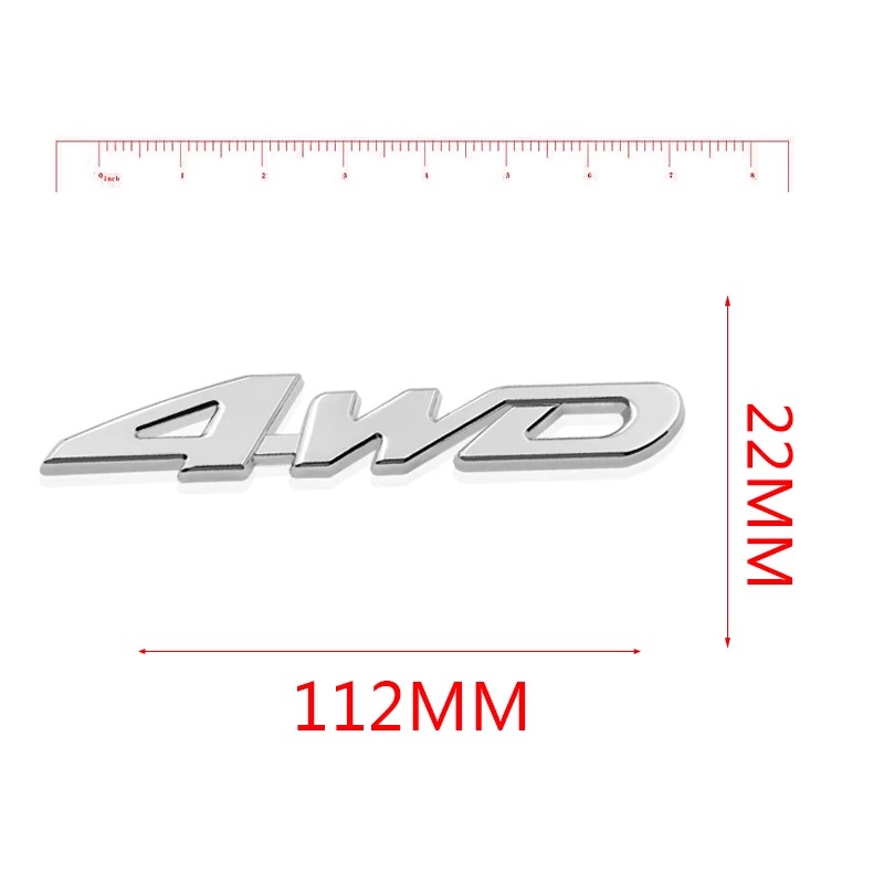 Metal 4WD Displacement Emblem Badge All Wheel Drive Auto car