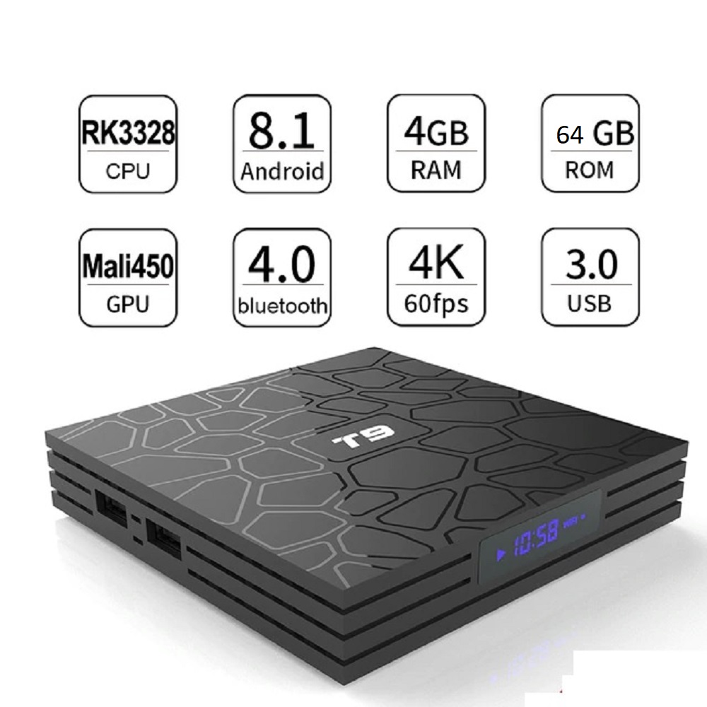 SMART BOX T9 4GB+64GB QUAD CORE 4K ULTA HD 9.0V