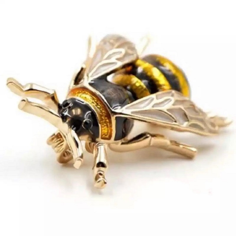 Creative New Fashion Style Colorful Bee Insect Brooch Pin Gold Color Suit Decorations Jewelry