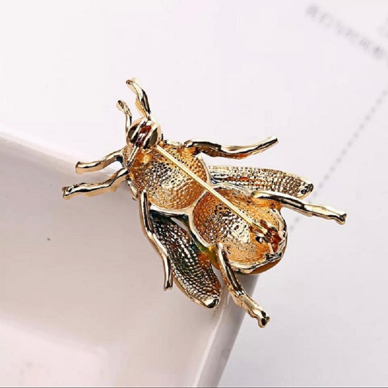 Creative New Fashion Style Colorful Bee Insect Brooch Pin Gold Color Suit Decorations Jewelry