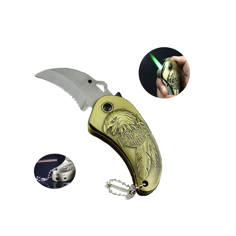 Multifunction Inflatable Ligther With Bird Shape Pocket Folding Knife Windproof Lighter 