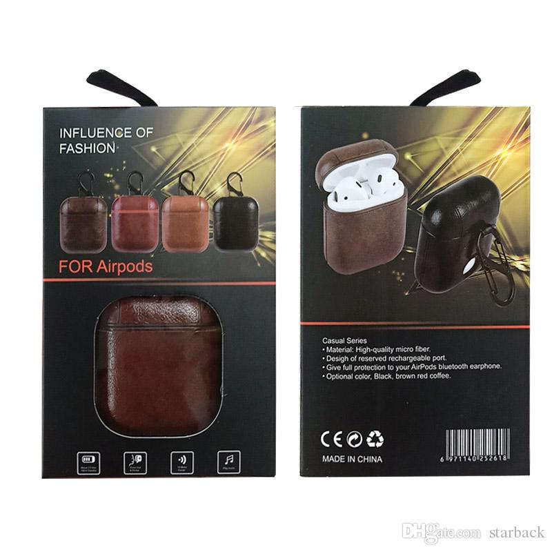 Apple Airpods Leather Protective Shell Case Dark Brown