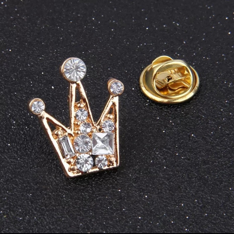 Clothes Buckels Rhinestone Small Queen Crown Brooch For Men And Women Gold