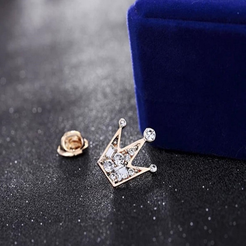 Clothes Buckels Rhinestone Small Queen Crown Brooch For Men And Women Gold