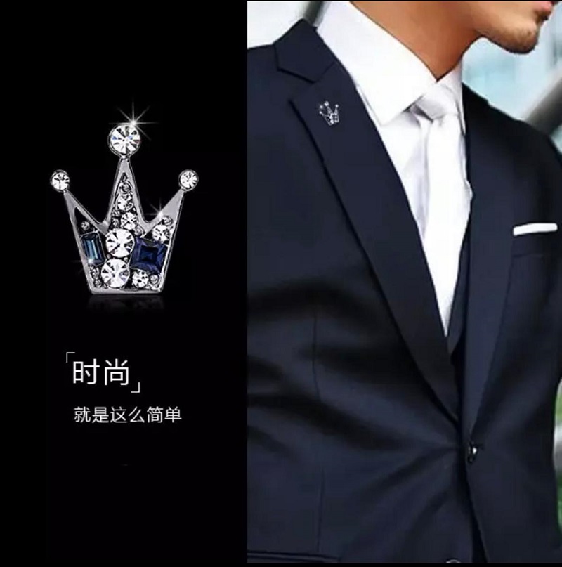 Clothes Buckels Rhinestone Small Queen Crown Brooch For Men And Women Silver