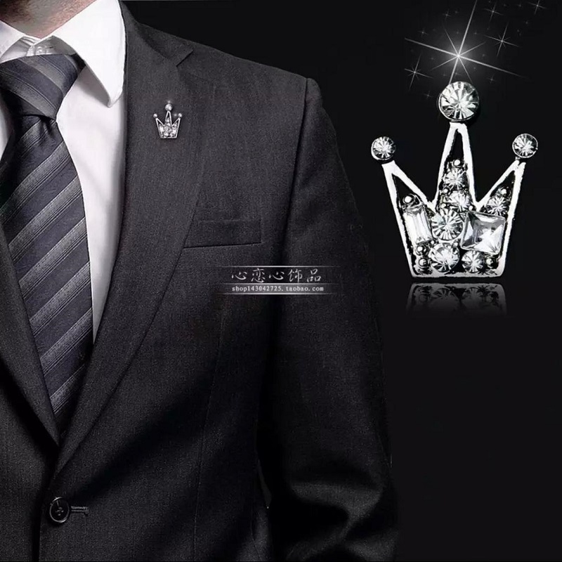 Clothes Buckels Rhinestone Small Queen Crown Brooch For Men And Women Silver