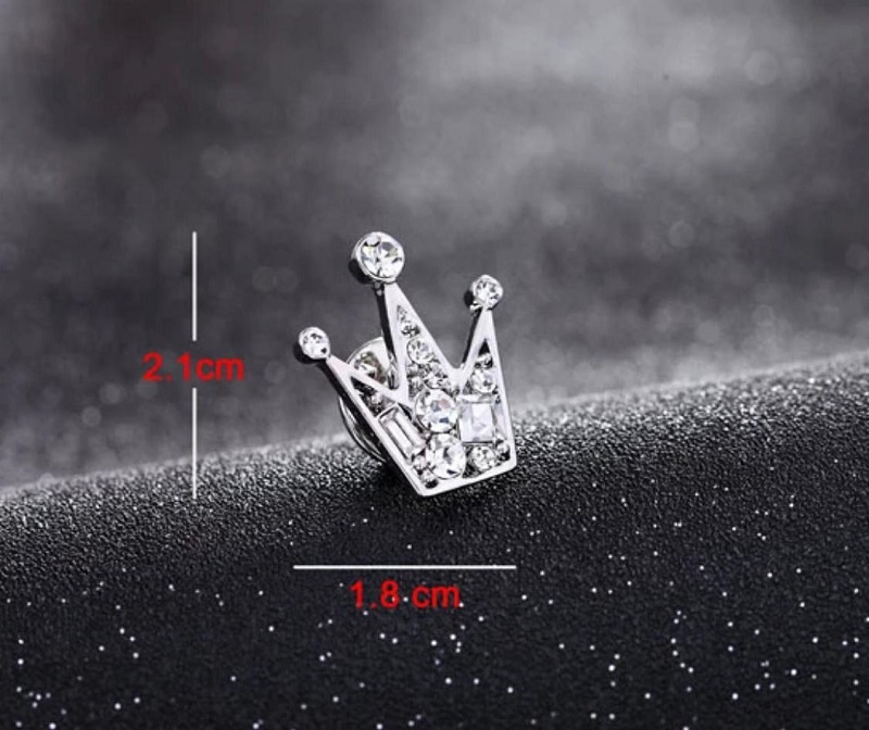 Clothes Buckels Rhinestone Small Queen Crown Brooch For Men And Women Silver