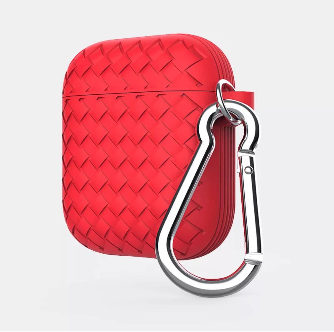  Protective Case Cover For Apple Air pods Weave Design Soft Silicone Red
