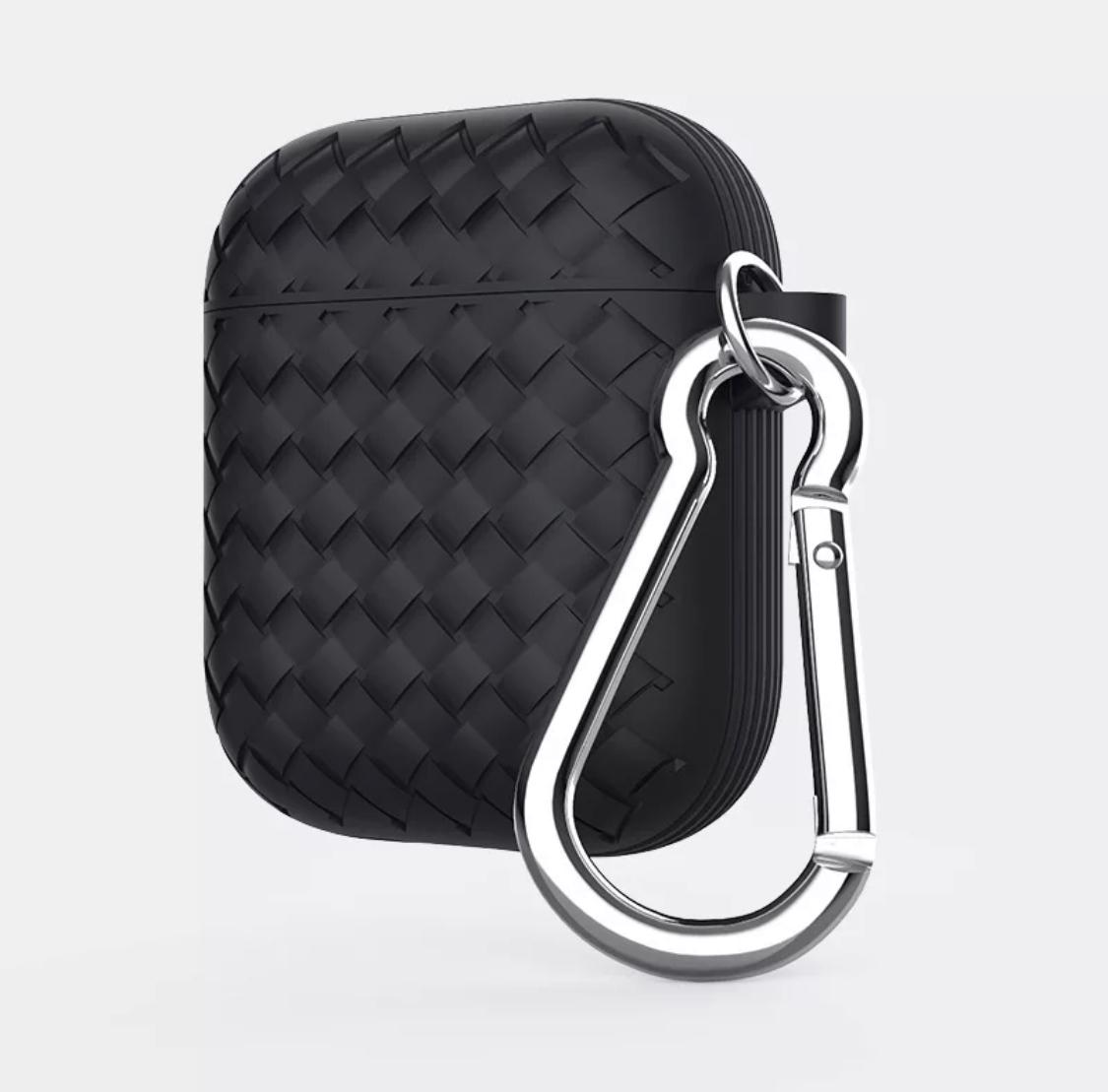  Protective Case Cover For Apple Air pods Weave Design Soft Silicone Black