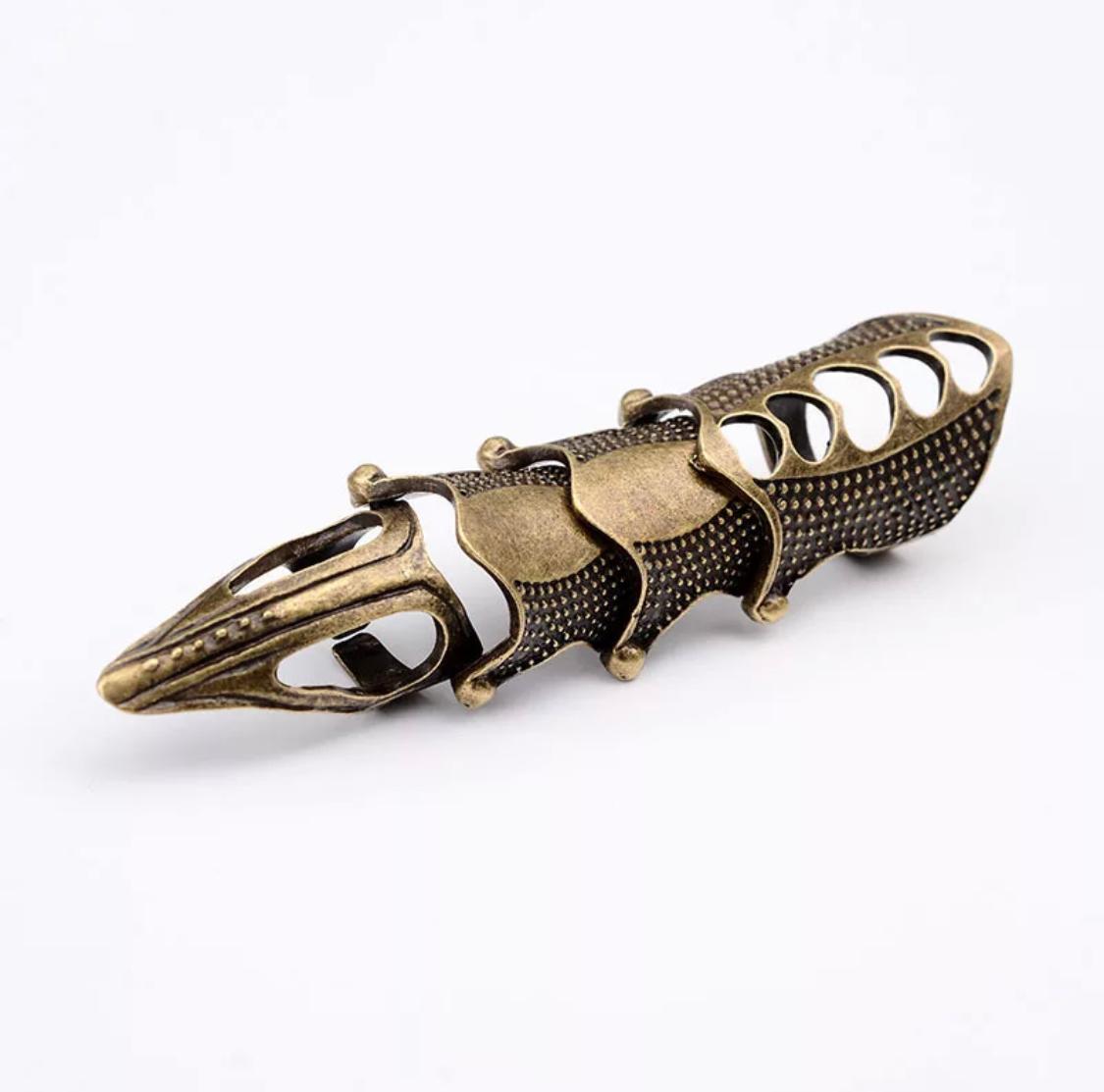 Tocona Gothic Knuckle Armour Skull Finger Bronze Knight Ring