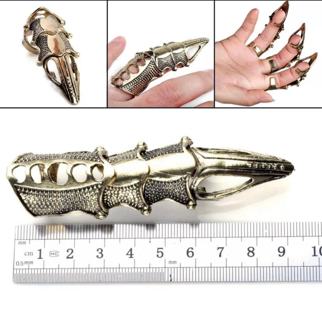 Tocona Gothic Knuckle Armour Skull Finger Bronze Knight Ring
