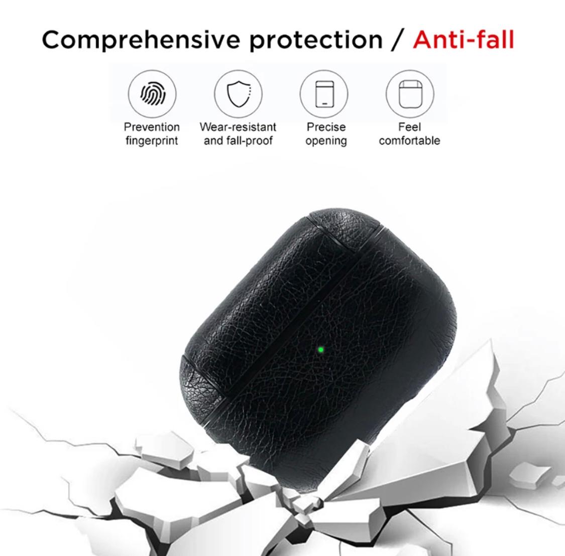Protective Case For New Apple Air Pods Pro Leather Wireless Charging Case Protective Cover Black