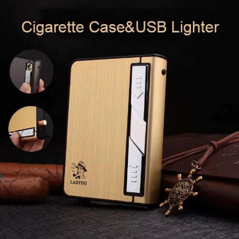 Laotou Portable 10pcs Holder Case With USB Charging Electronic Lighter 