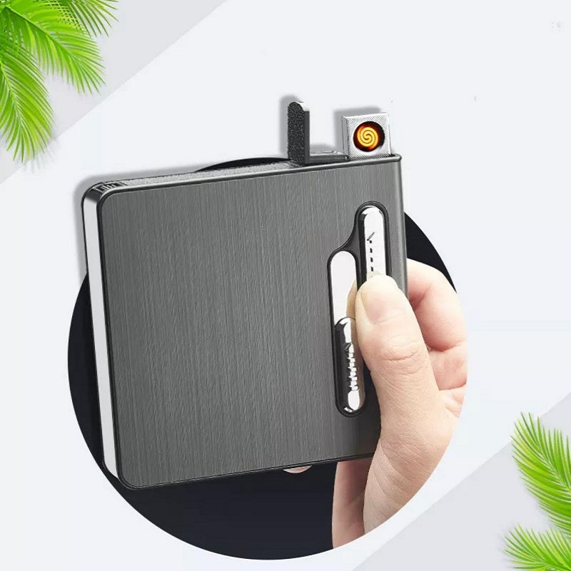 Aluminum Alloy Portable USB Electronic Case With USB Charging Lighter