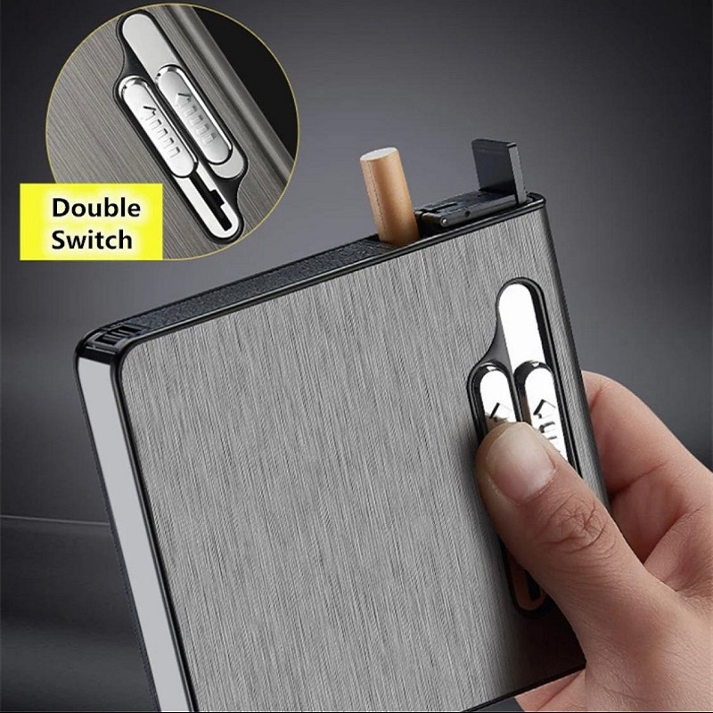 Aluminum Alloy Portable USB Electronic Case With USB Charging Lighter