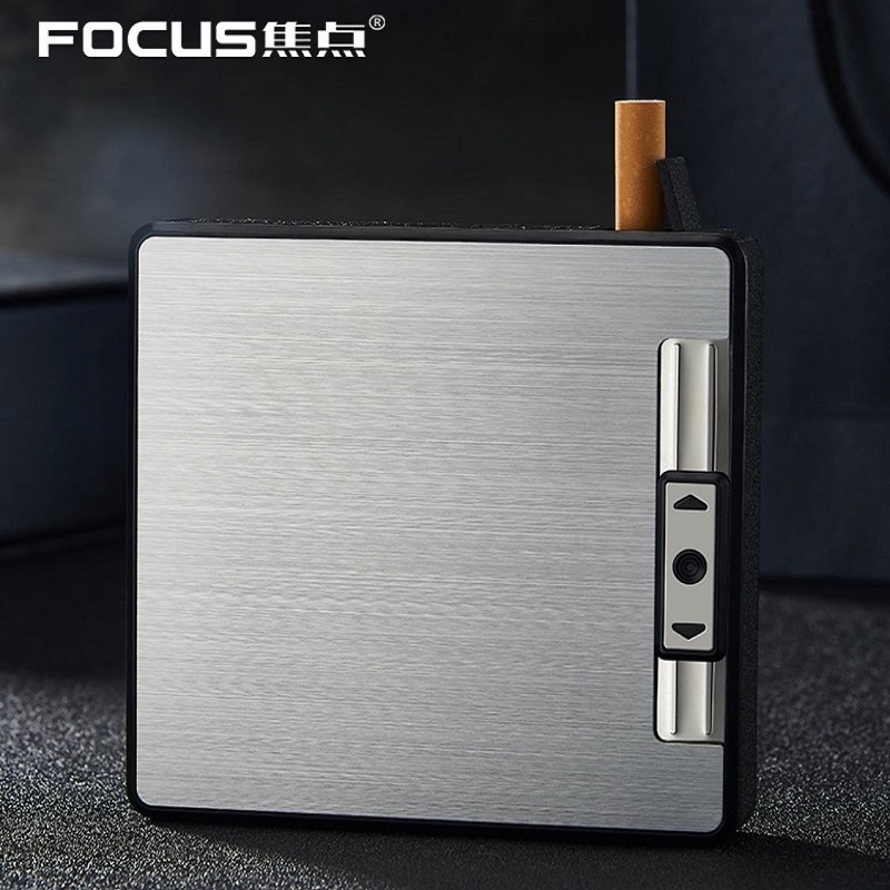 2 in 1 Case And Windproof Electronic Lighter Rechargeable Metal Holder