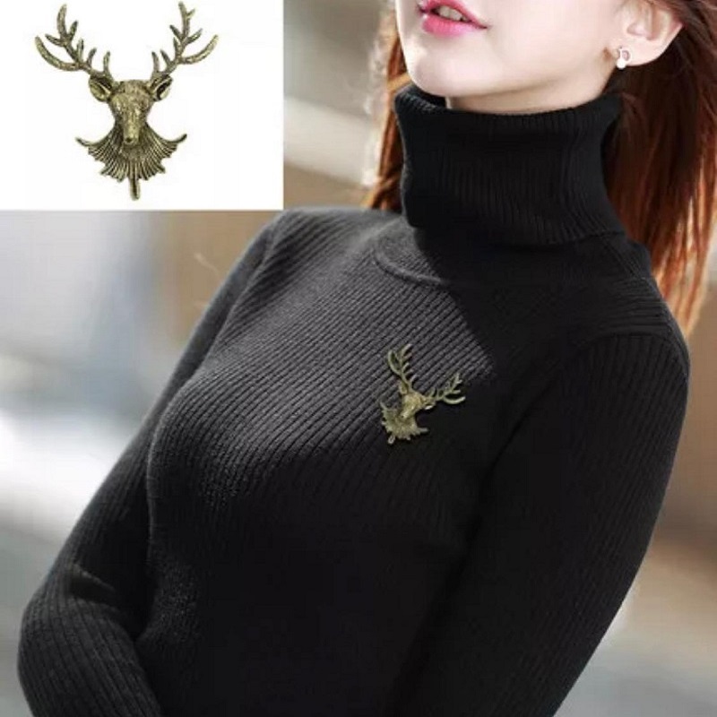 Hunting Animal Deer Moose Head Brooch Pins 