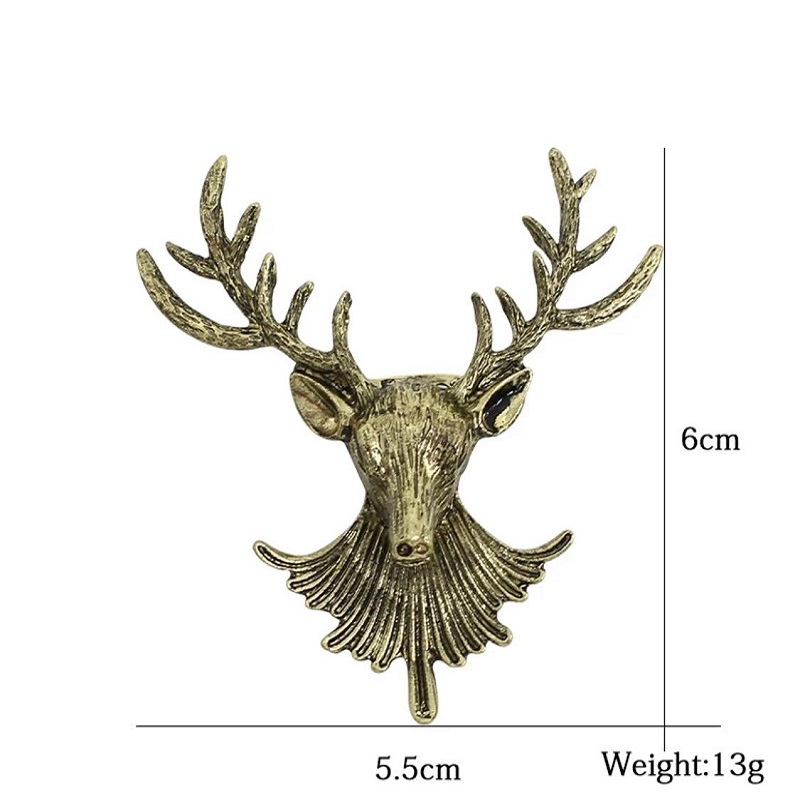 Hunting Animal Deer Moose Head Brooch Pins 
