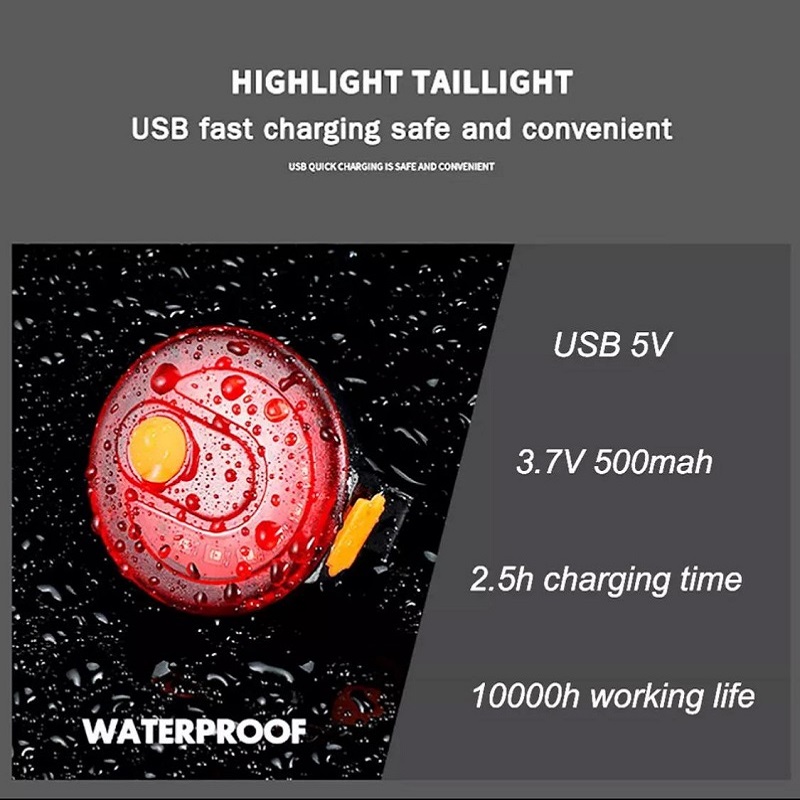 5 Modes Lighting Rechargeable Waterproof Flashlight For Bicycle Tail Light