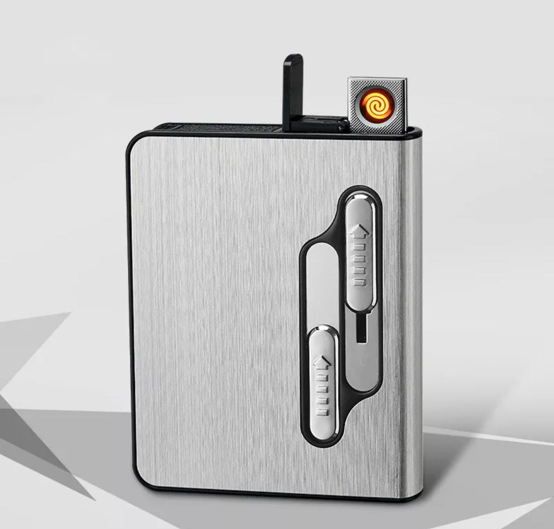 Aluminum Alloy Portable USB Electronic Case With USB Charging Lighter