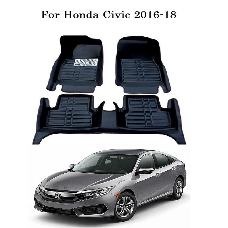 H.o.n.d.a C.i.v.i.c 2016-2018 5D Custom Floor Mats - Black