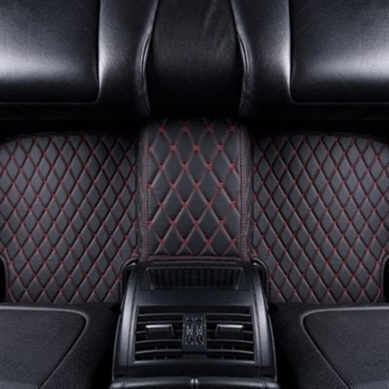 7D Luxury Floor Mats Black and Red Stitching For H.o.n.d.a C.i.v.i.c 2016-2019