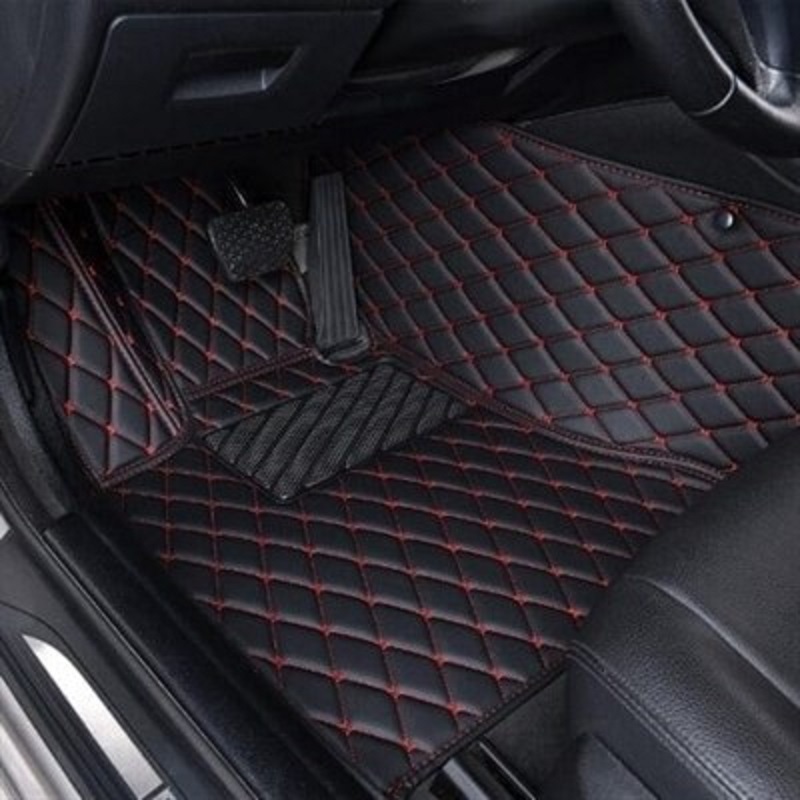 7D Luxury Floor Mats Black and Red Stitching For H.o.n.d.a C.i.v.i.c 2016-2019