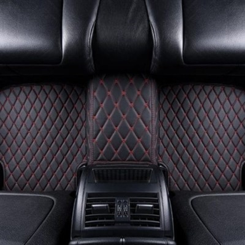 7D Luxury Floor Mats Black and Red Stitching For T.o.y.o.t.a C.o.r.o.l.l.a 2014-2019