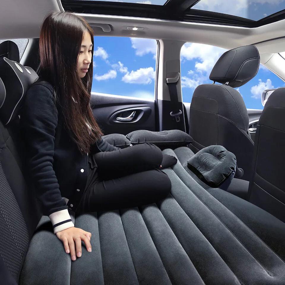 Universal Car Air Mattress Travel Inflatable Car Bed - Black