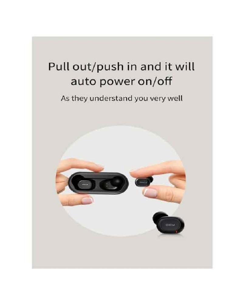 QCY T1c Mini Wireless Bluetooth Earbuds With Charging Box - Black
