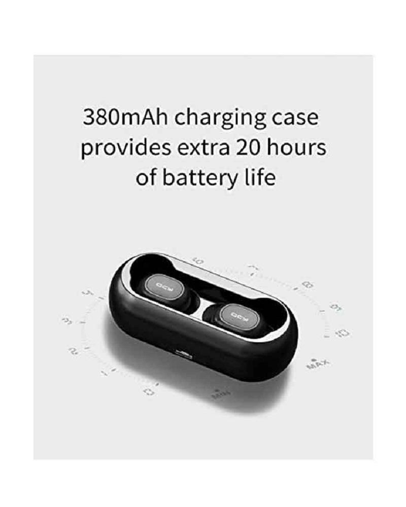 QCY T1c Mini Wireless Bluetooth Earbuds With Charging Box - Black