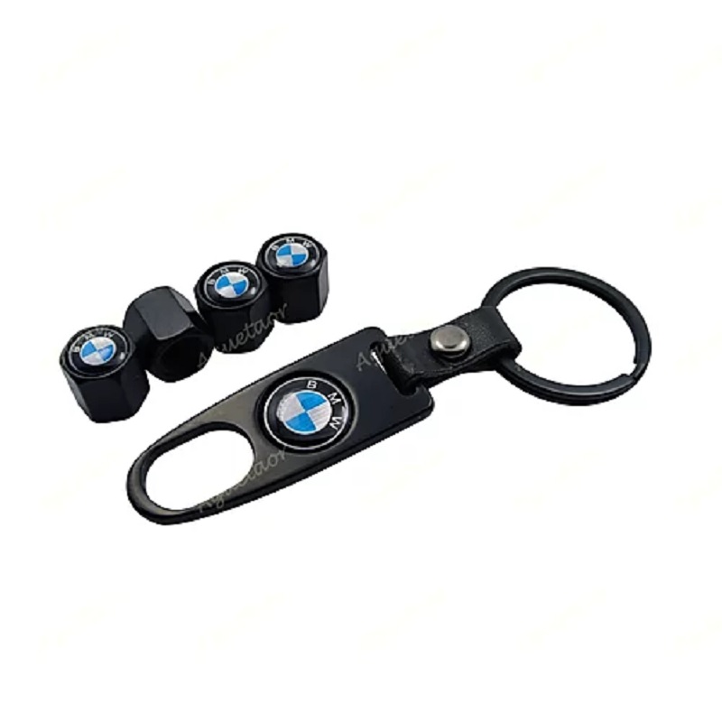 4X B.M.W Logo Car Wheel Tyre Valves Dust Stems Air Caps + Keychain