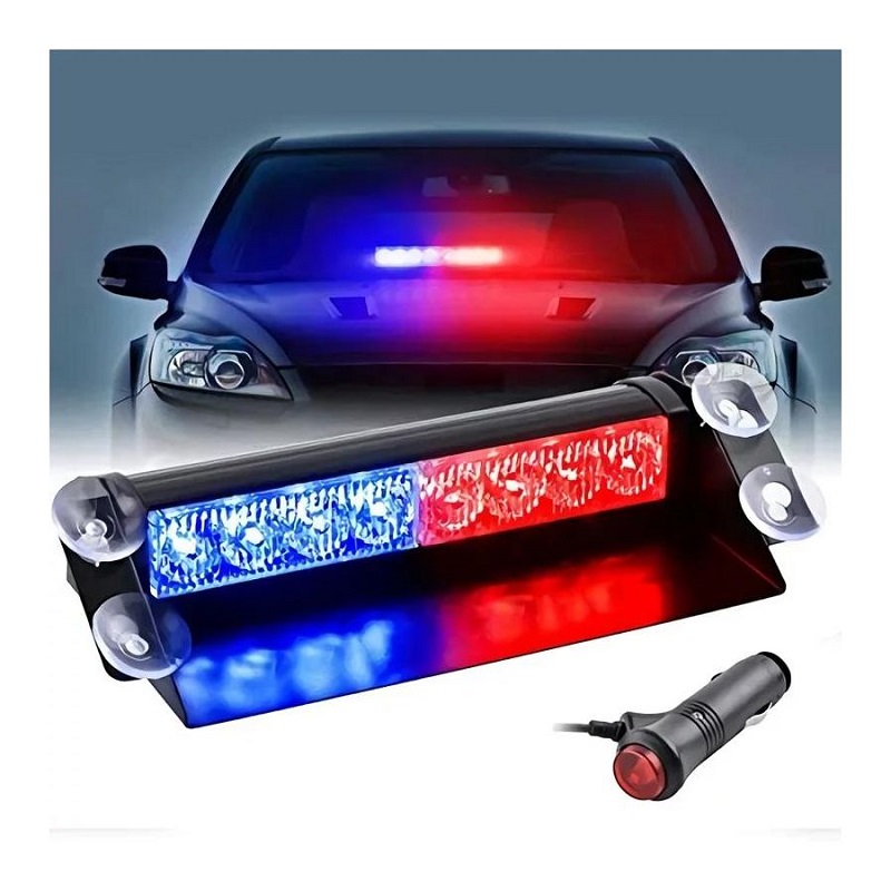 8 LED Red and Blue Police Flash Light For Dashboard