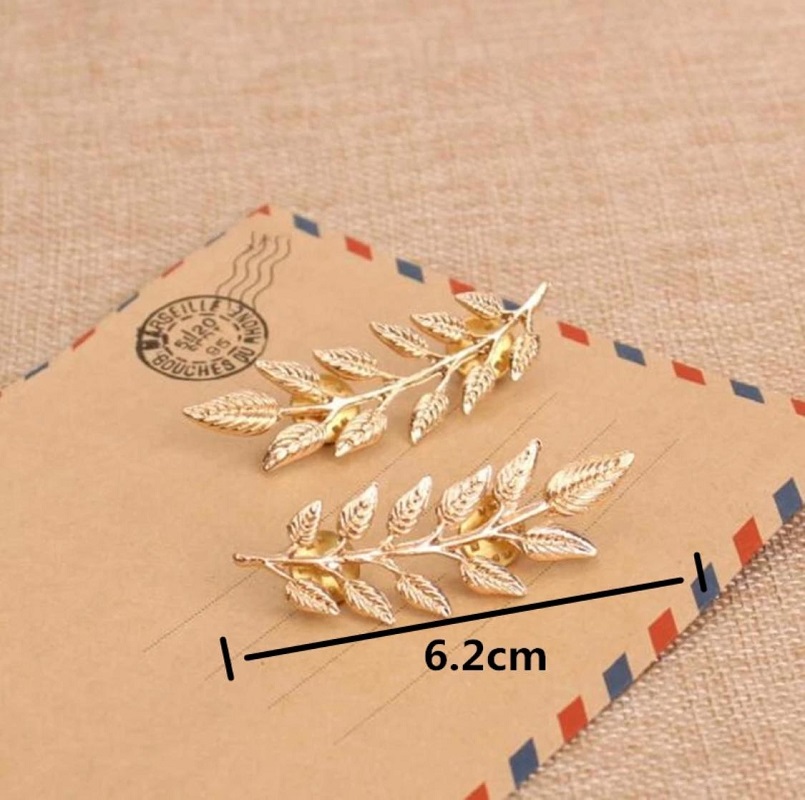 Pack of 2 Retro Tree Leaf Brooch Lapel Pin Gold