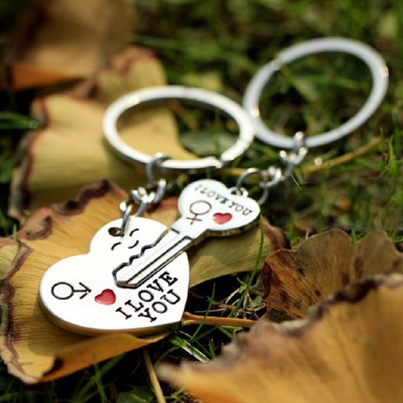 I LOVE YOU Letter Key chain Heart Key Ring