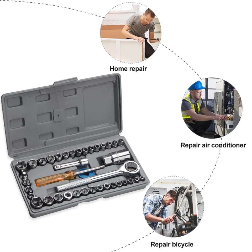 Original Aiwa 40 Pcs Combination Socket Wrench Set Tool Kit