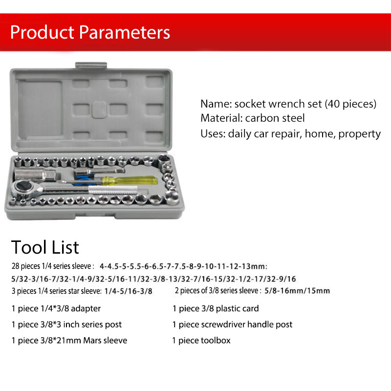 Original Aiwa 40 Pcs Combination Socket Wrench Set Tool Kit