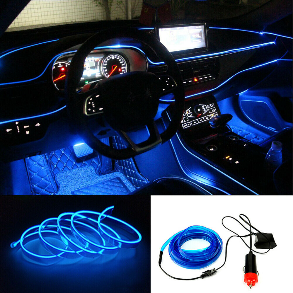 9ft EL Wire Flexible Neon Lamp Rope Tube Cable LED Strip Glow String Light For Car Decoration Blue