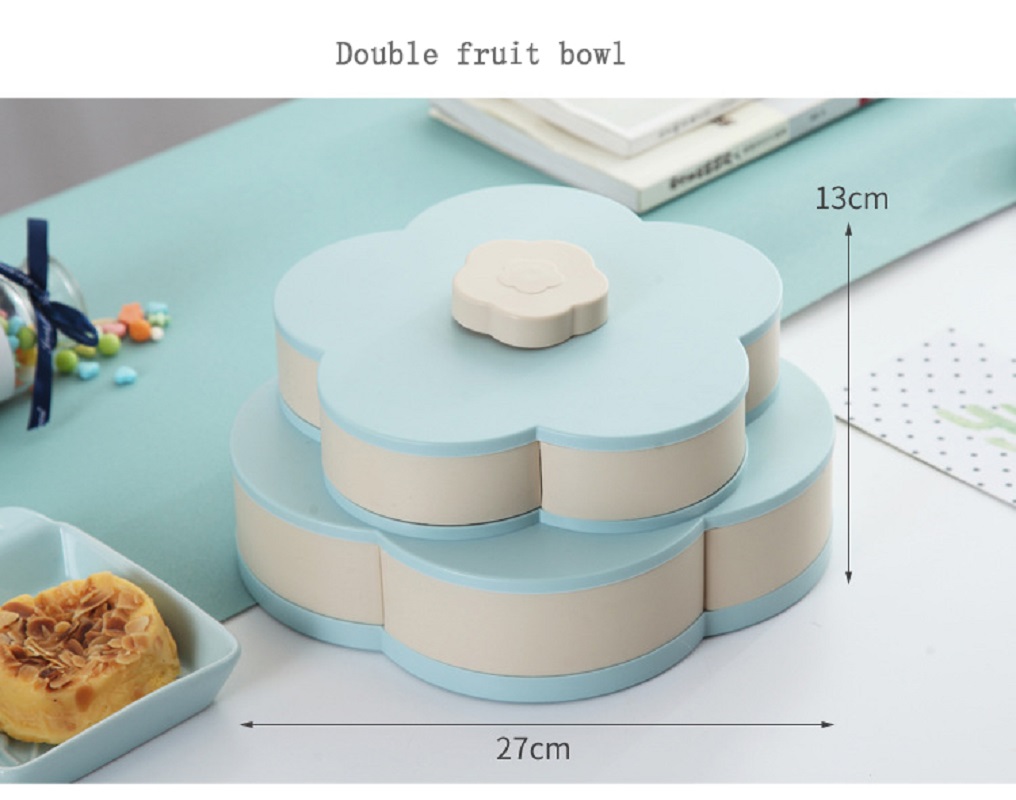 Pattern Rotation 2-layer Petal Candy Box Nut Case Snack Storage Box