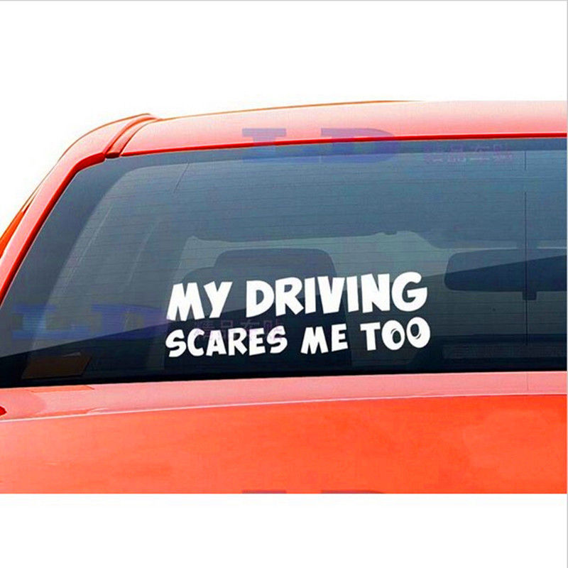 Driving Scares Me Too Auto Car Trunk Thriller Rear Window Body Stickers