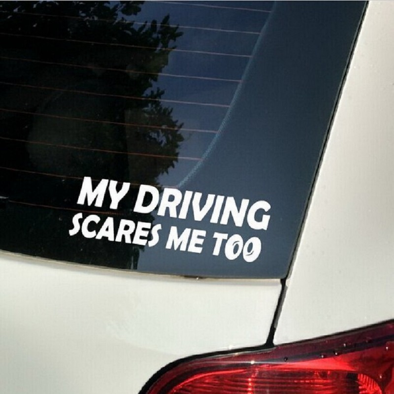 Driving Scares Me Too Auto Car Trunk Thriller Rear Window Body Stickers