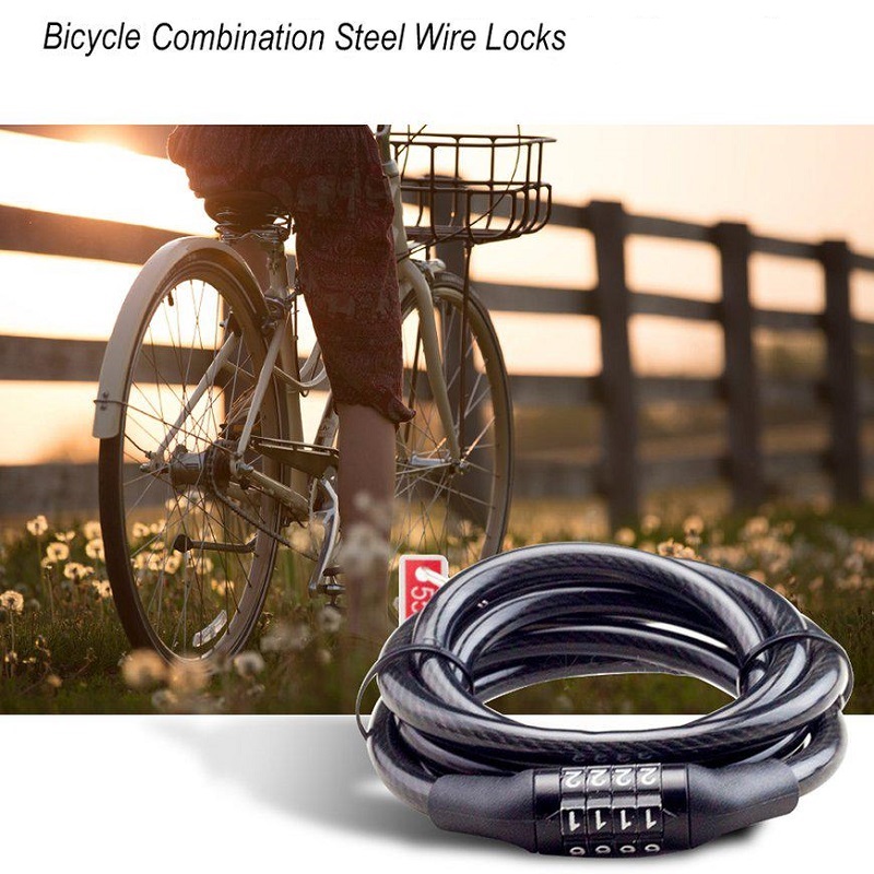 4 Digit Resettable Combination Cable Lock for Bicycle