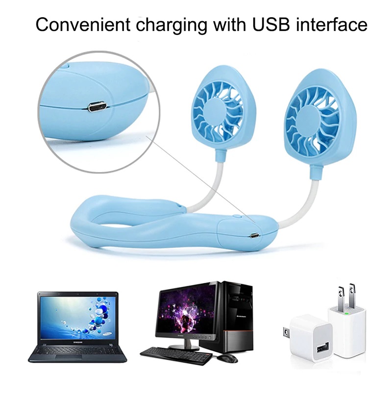 Rechargeable Portable Dual Head Neck Fan