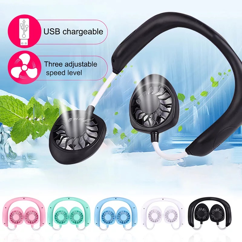 Rechargeable Portable Dual Head Neck Fan