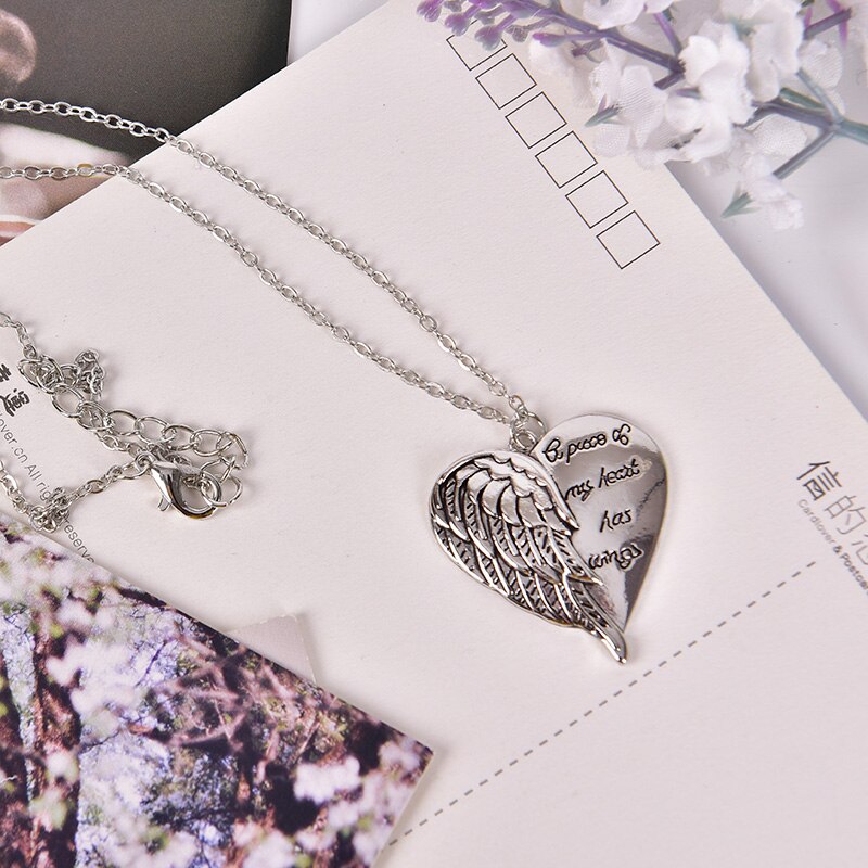 A Piece Of My Heart Has Wings Letter Heart Shape Necklace