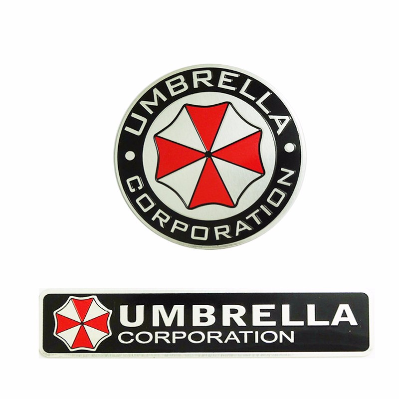 2 pcs 3D Aluminum Umbrella Corporation Car Logo