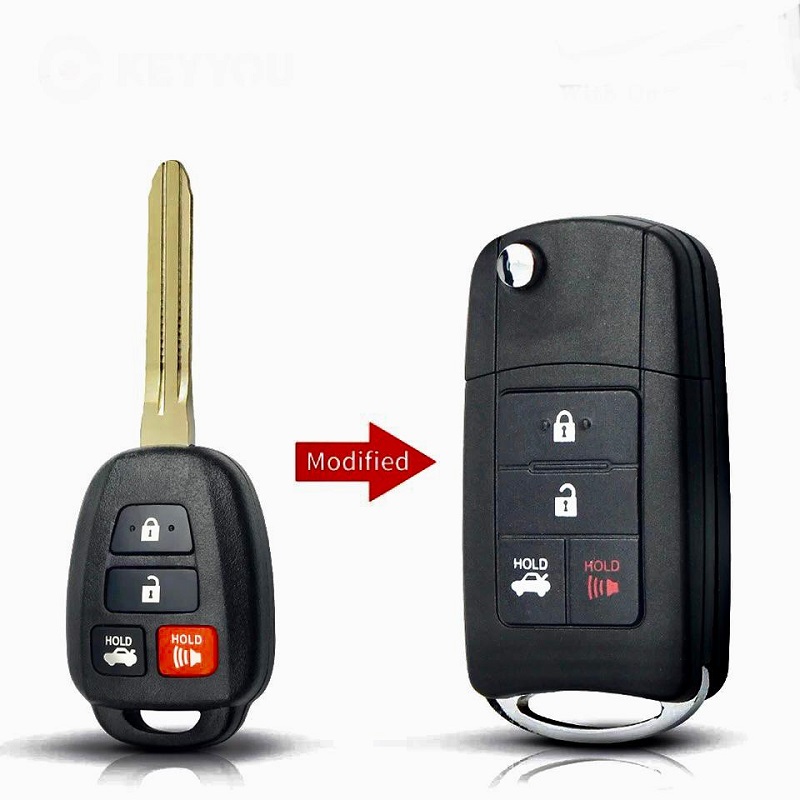 4 Button Modified Flip Folding Remote Key Shell For TOYOTA