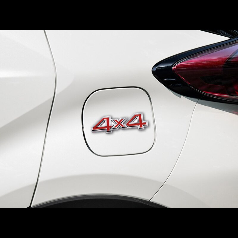 4x4 Metal Logo Car Rear Trunk Decals Sticker Silver Red