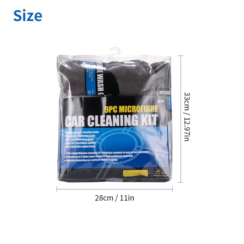 9Pcs Microfiber Car Cleaning Kit