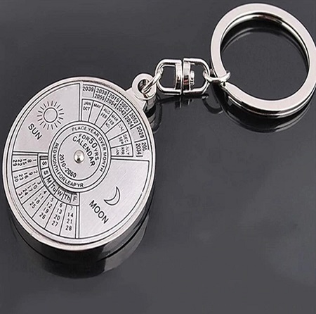 Pack Of 4 50 Years Perpetual Calendar Key Chain Silver Alloy